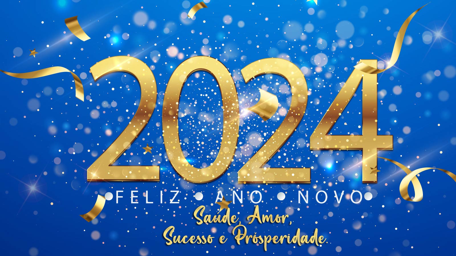 Feliz Ano Novo 2024 Mensagem Dourada
